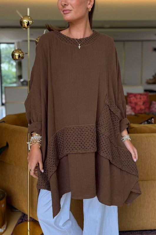 Made in Italy Paulo Pillow Cotton Honeycomb Parachute Tunic Coffee Bean